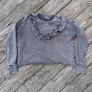 Free People Ooh La Ruffle Pullover Crewneck Sweatshirt